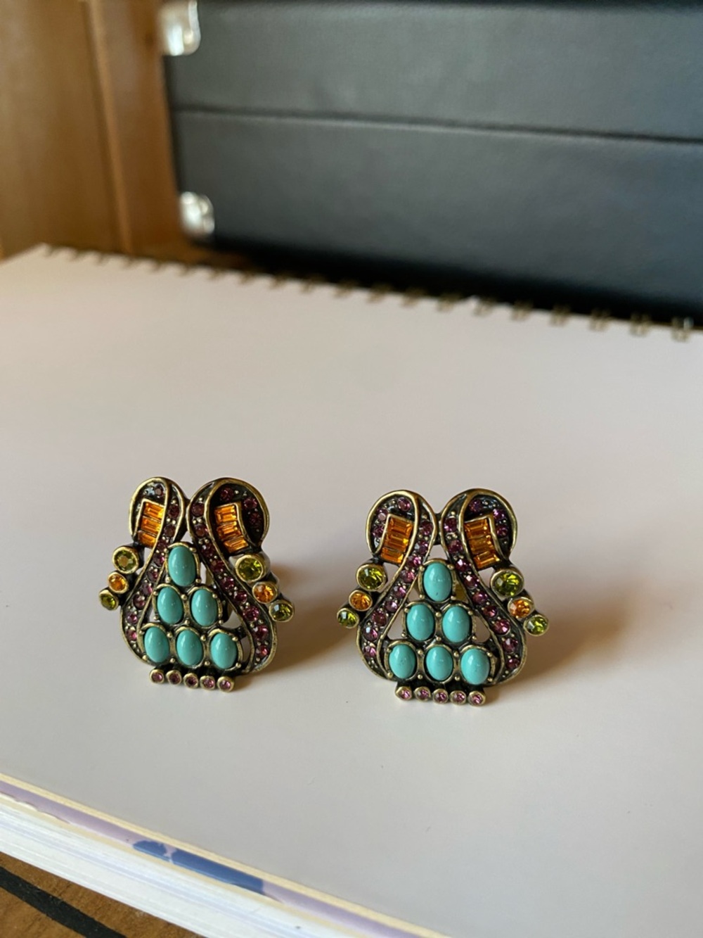 Heidi Daus Turquoise and Purple Multi-Colour Clip Earrings - Picture 10 of 17